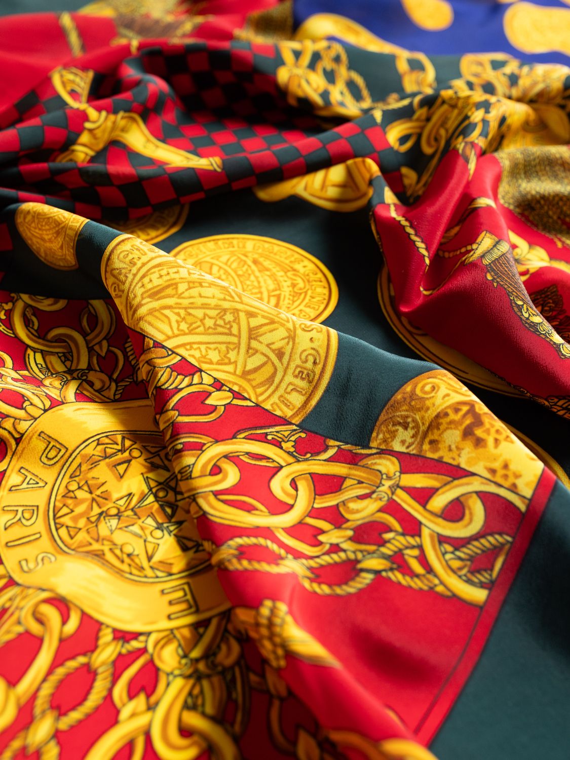 Celine Gold Chain &amp; Coin Silk Scarf