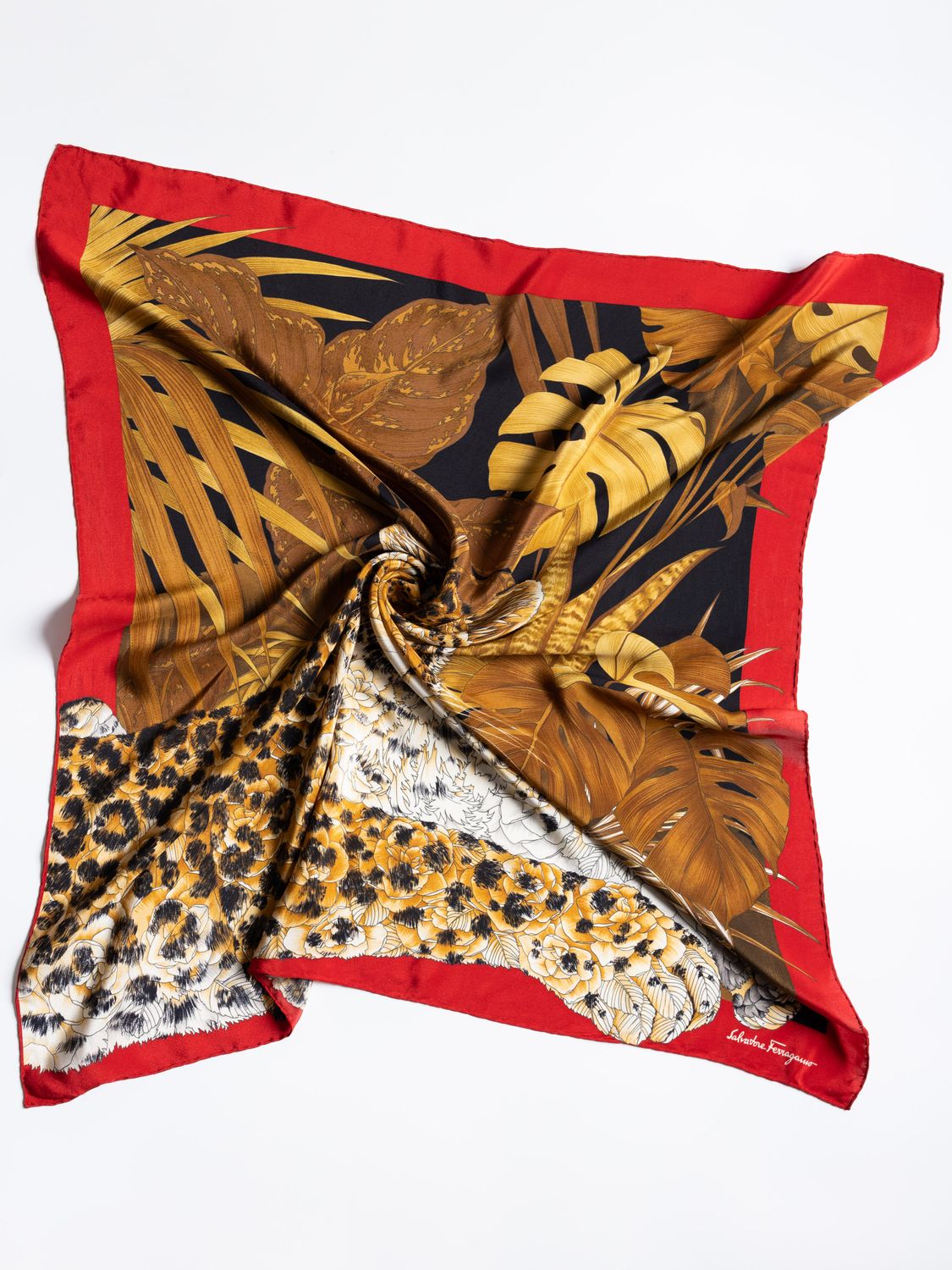 Ferragamo Jungle Leopard Silk Scarf