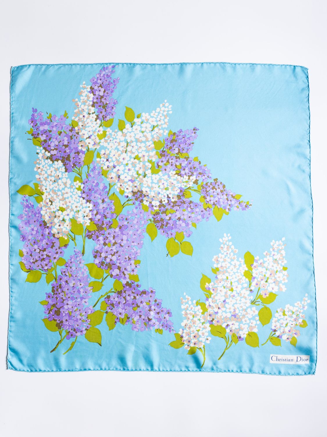 Christian Dior Lilac Bouquet Silk Scarf