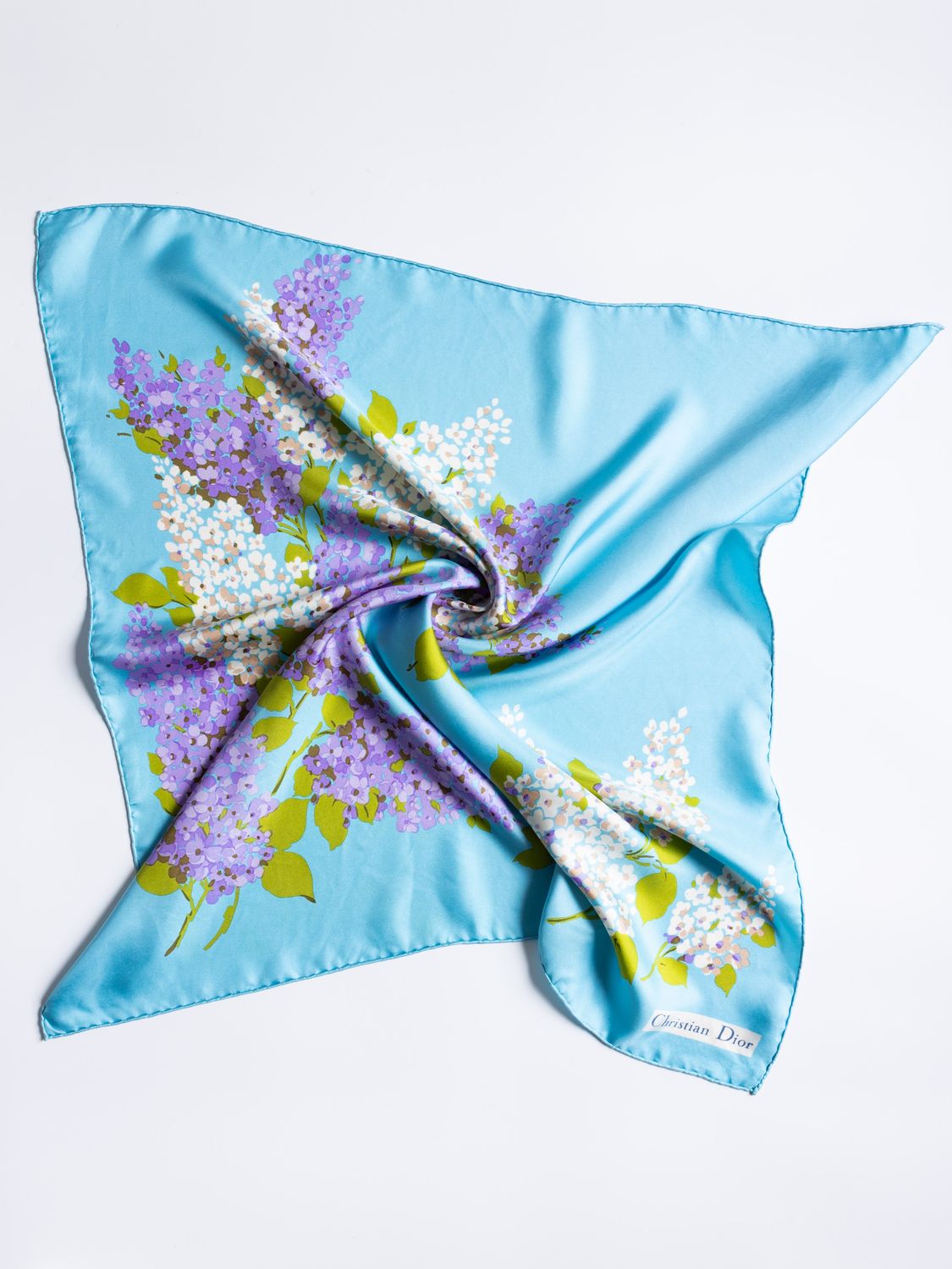 Christian Dior Lilac Bouquet Silk Scarf