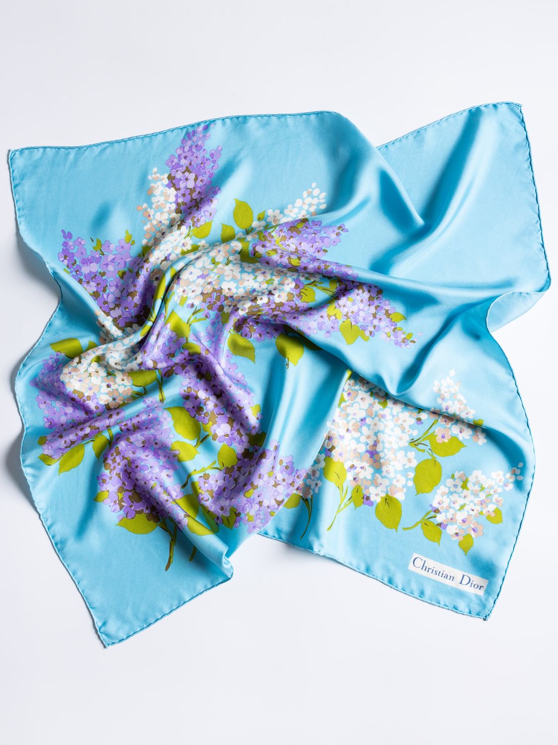 Christian Dior Lilac Bouquet Silk Scarf