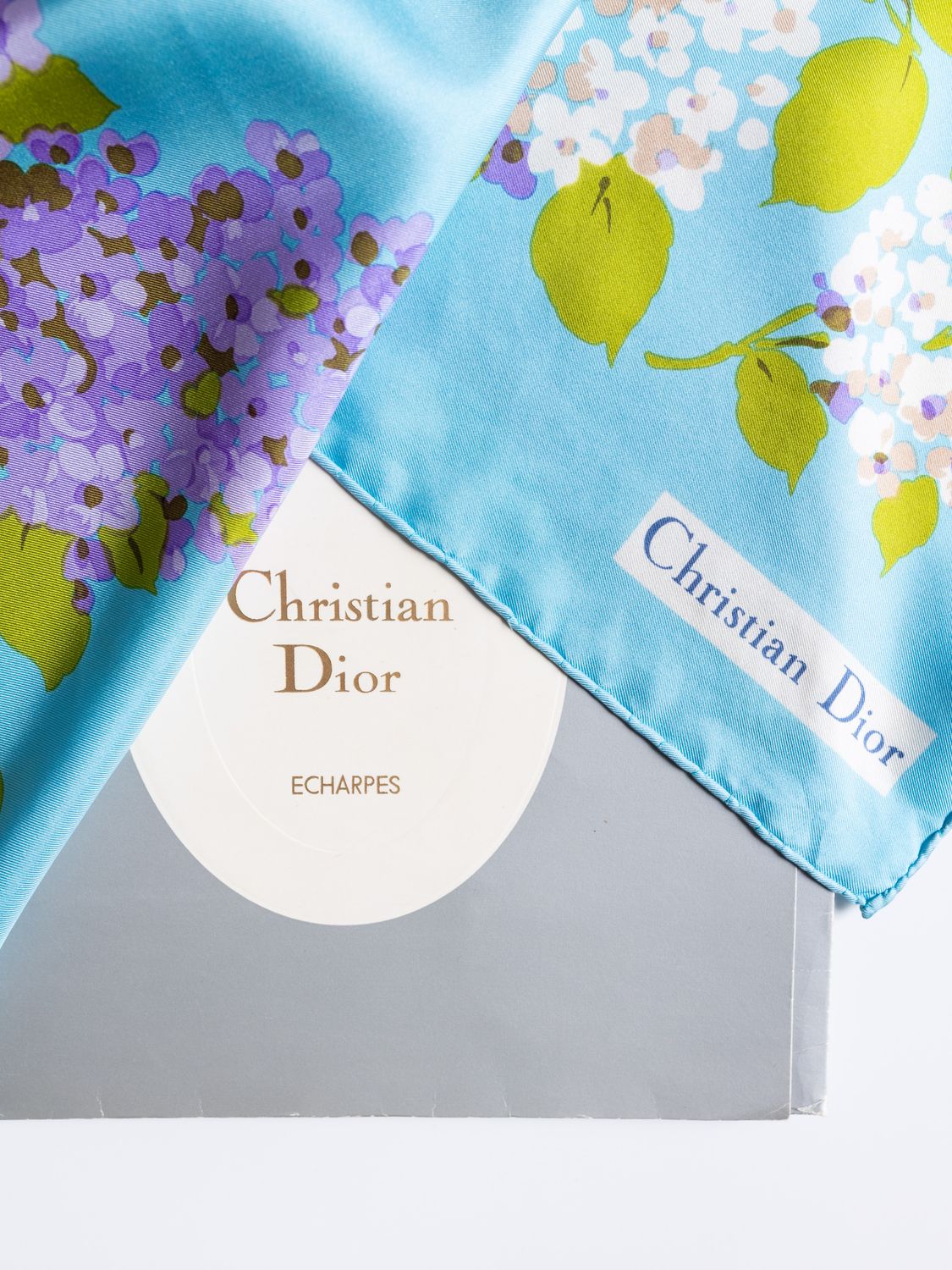 Christian Dior Lilac Bouquet Silk Scarf
