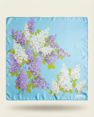 Christian Dior Lilac Bouquet Silk Scarf
