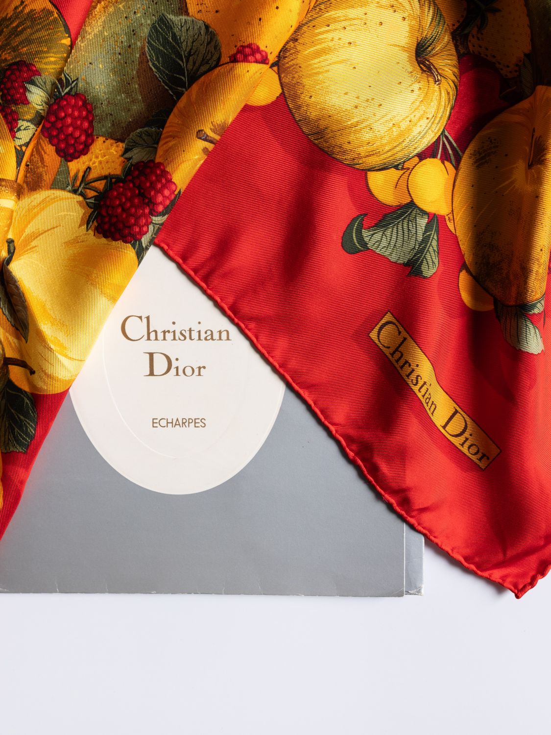 Christian Dior Fruit Wreath Silk Scarf