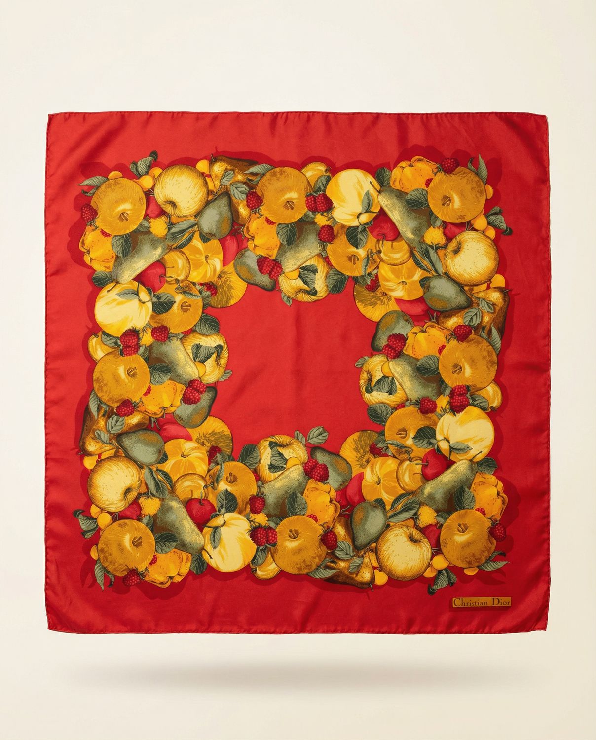 Christian Dior Fruit Wreath Silk Scarf