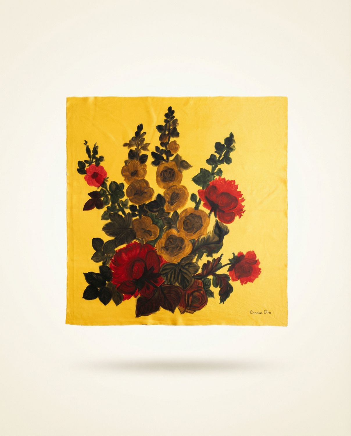 Christian Dior Painted Garden Silk Scarf