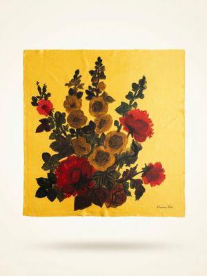 Christian Dior Painted Garden Silk Scarf