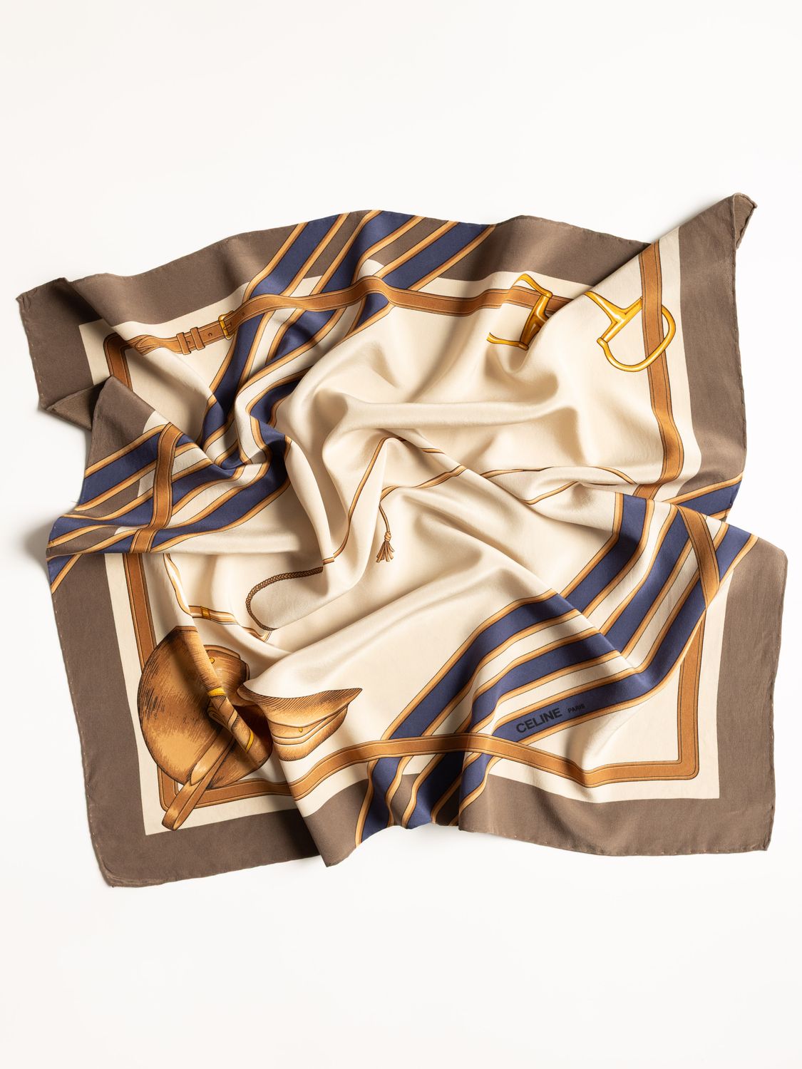 Celine Riding Cap &amp; Whip Silk Scarf