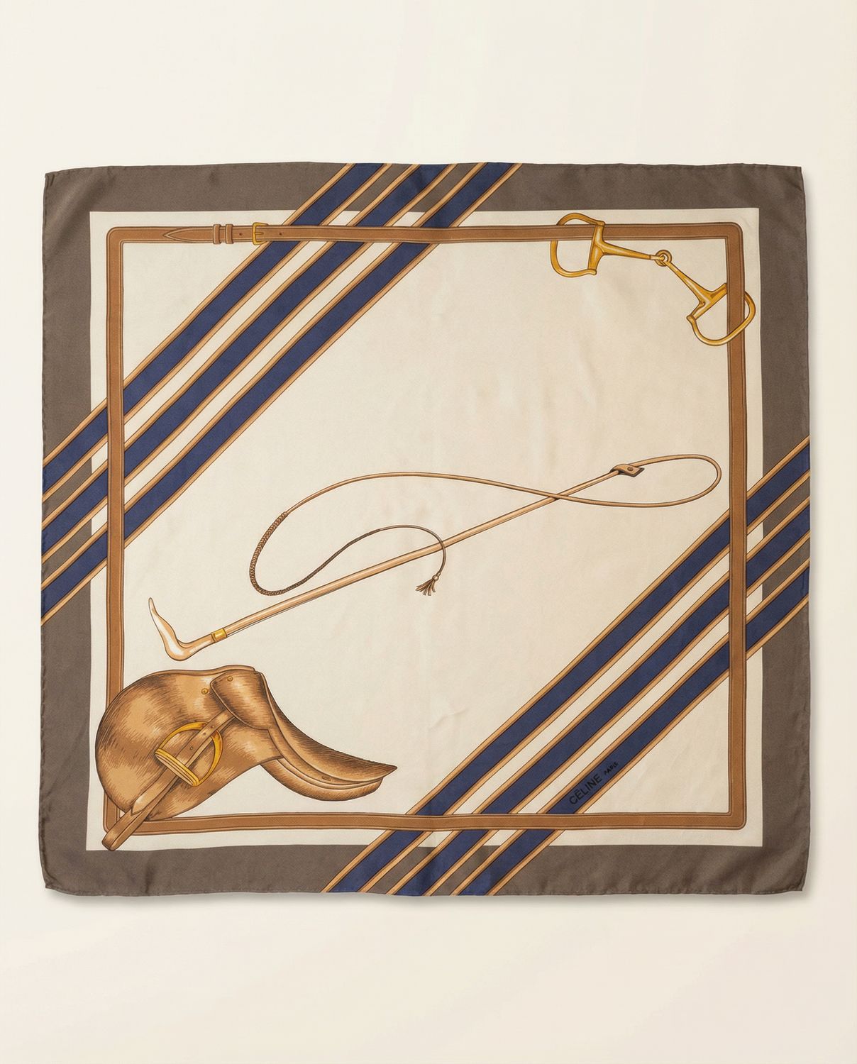 Celine Riding Cap &amp; Whip Silk Scarf