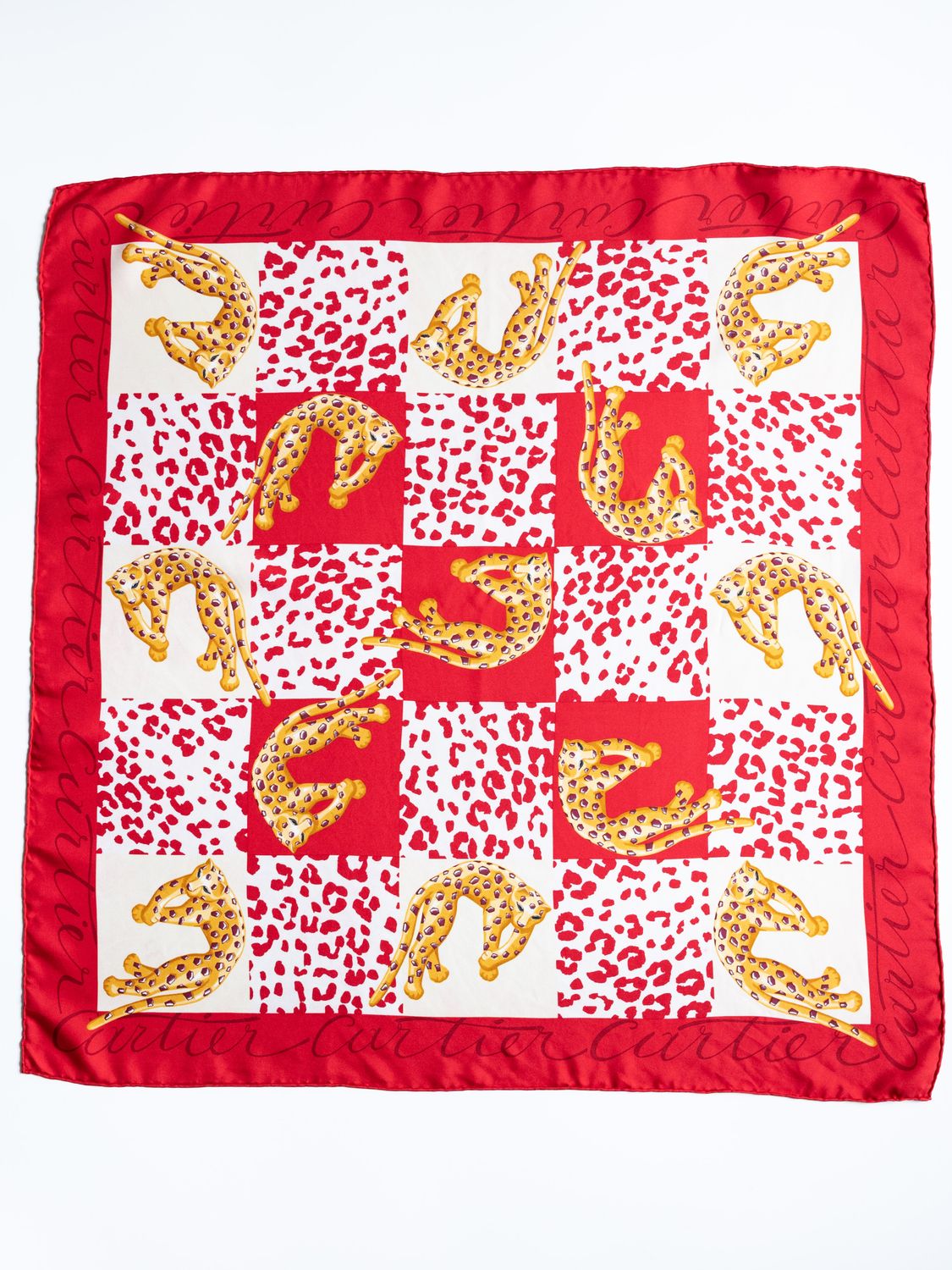 Cartier Panthère Checkerboard Silk Scarf