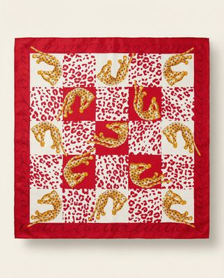 Cartier Panthère Checkerboard Silk Scarf