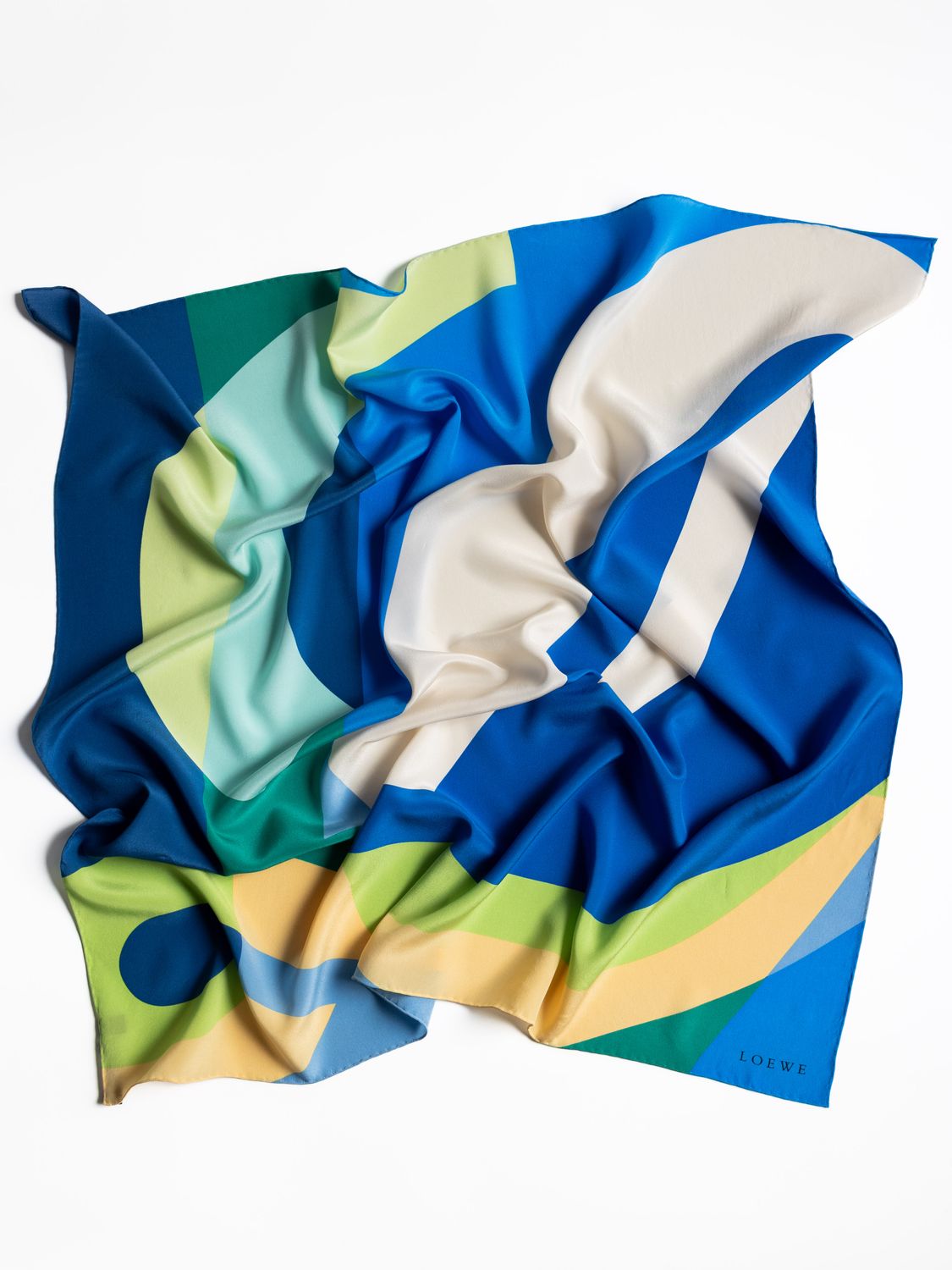 Loewe Abstract Color Block Silk Scarf