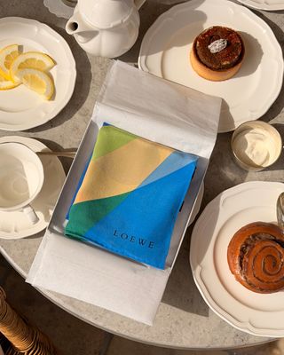 Loewe Abstract Color Block Silk Scarf