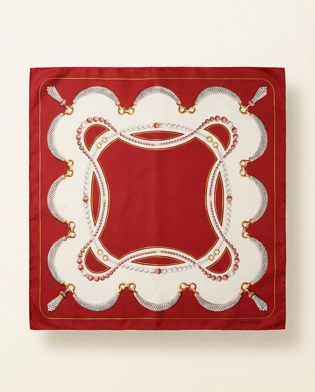 Cartier Pearl Necklace Silk Scarf