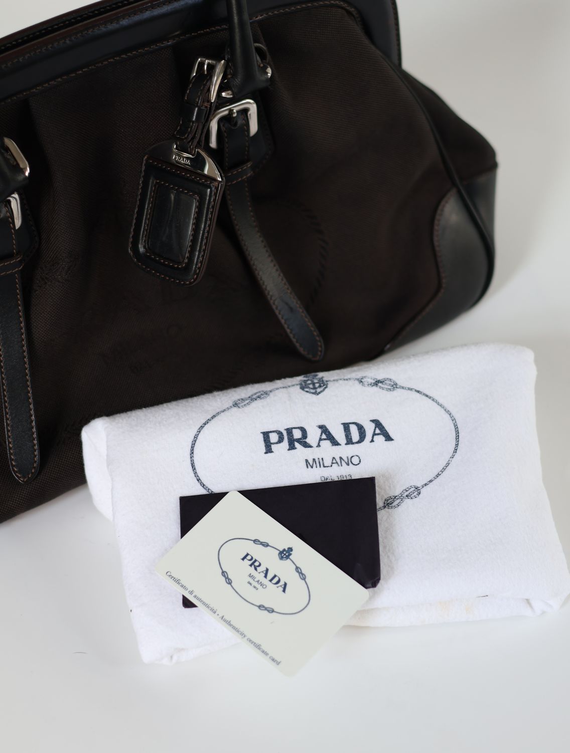 Prada Logo Jacquard Frame Bag