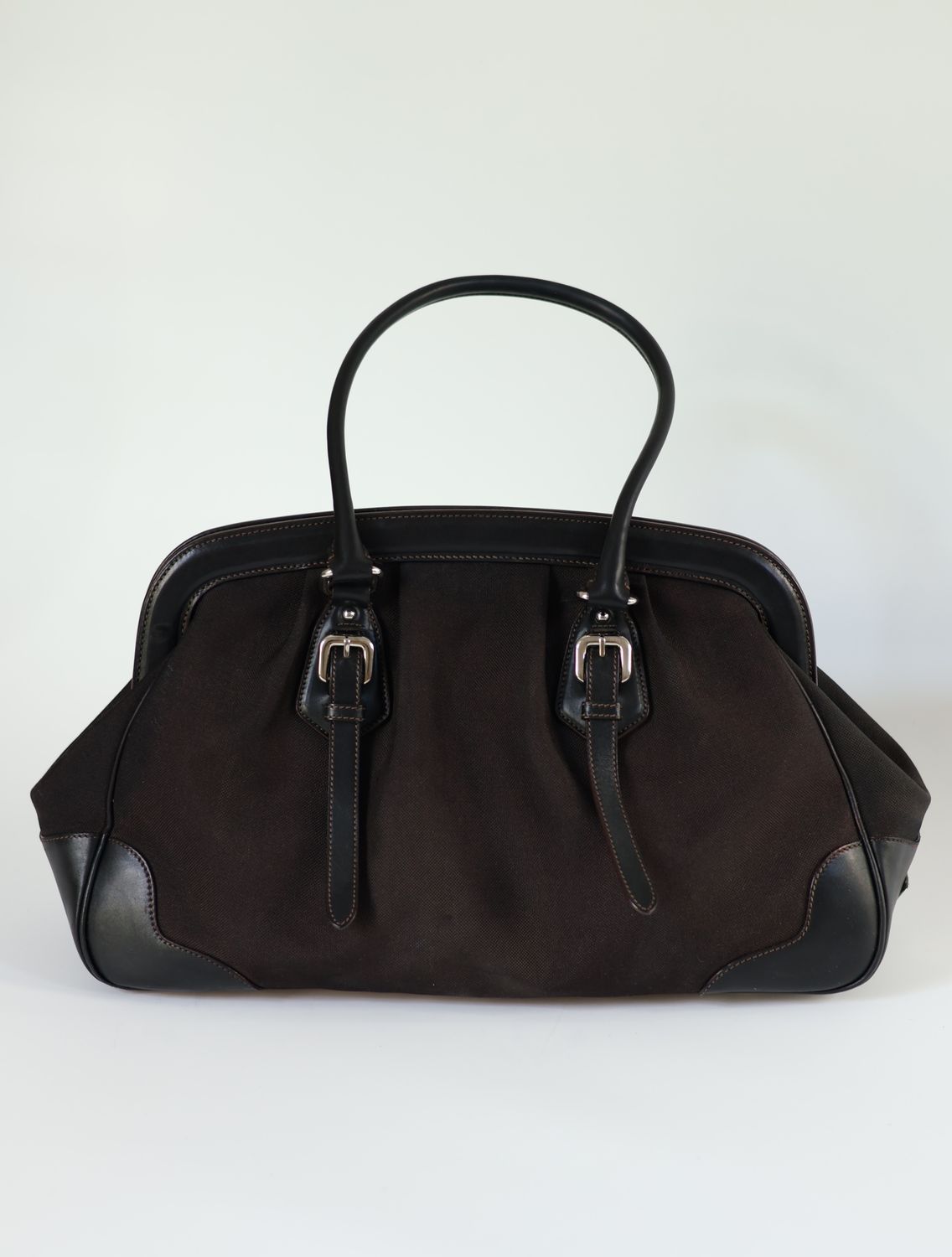 Prada Logo Jacquard Frame Bag