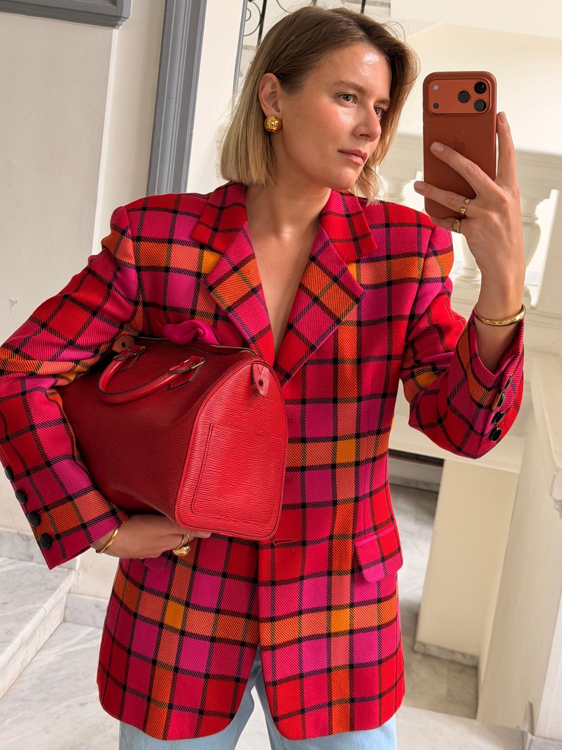 Louis Vuitton Speedy Red Epi 30 Bag