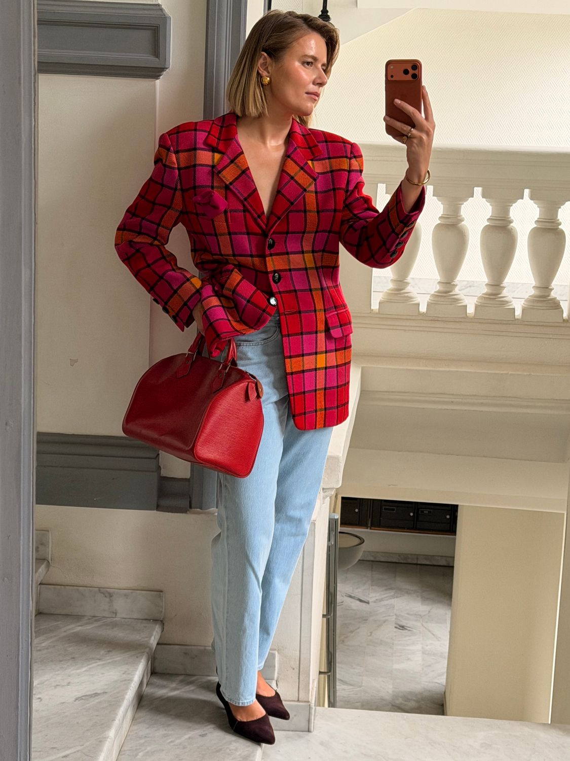 Louis Vuitton Speedy Red Epi 30 Bag