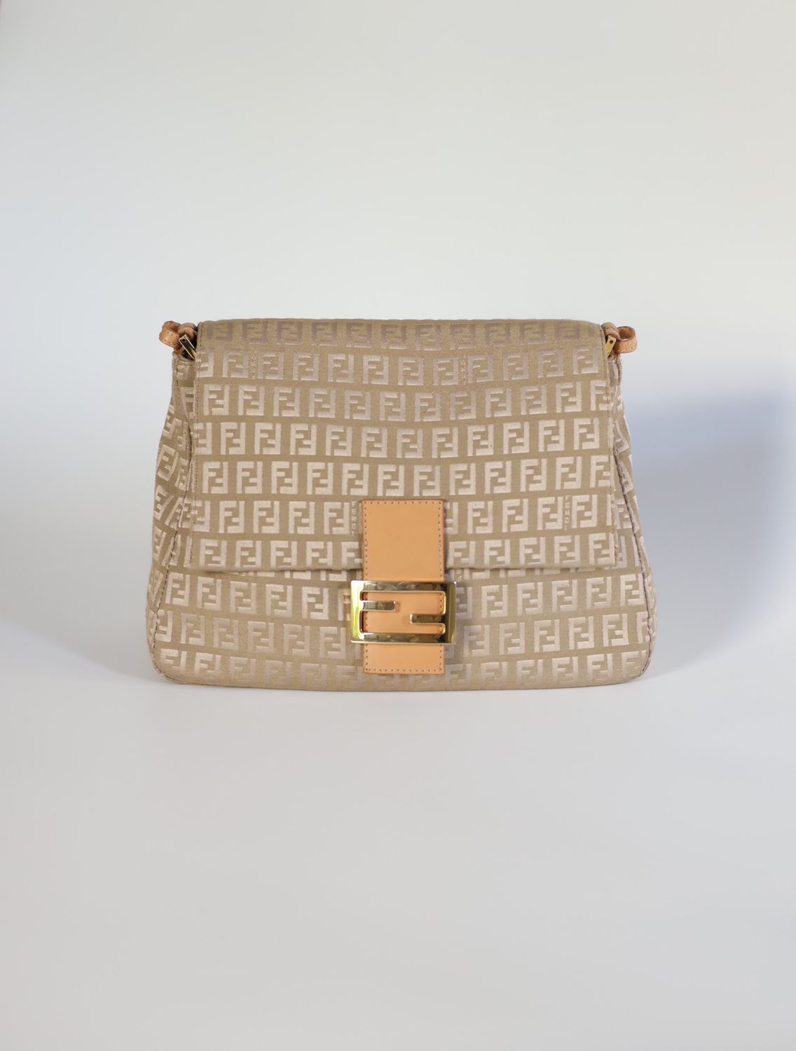 Fendi Cream Zucca Mamma Baguette Bag