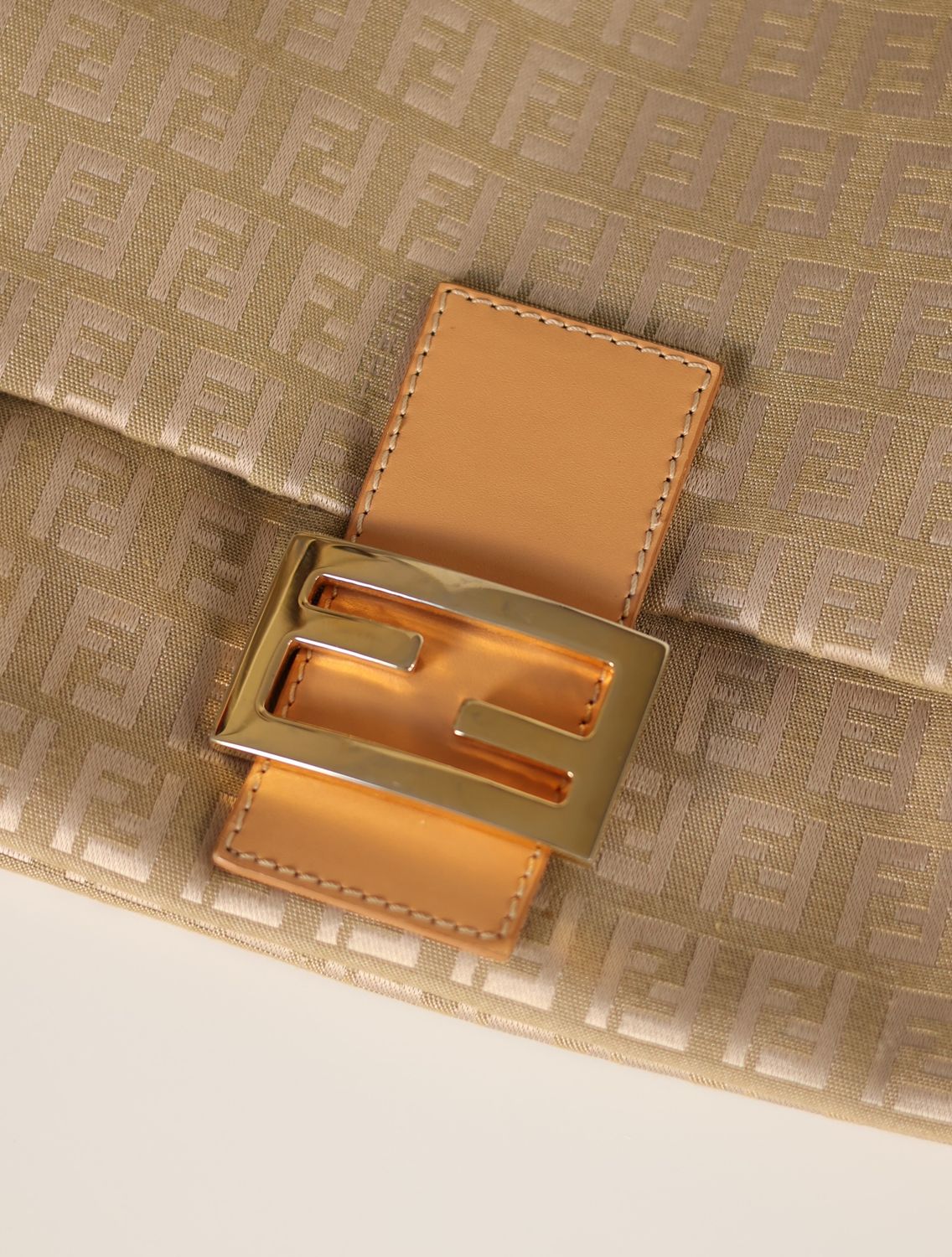 Fendi Cream Zucca Mamma Baguette Bag