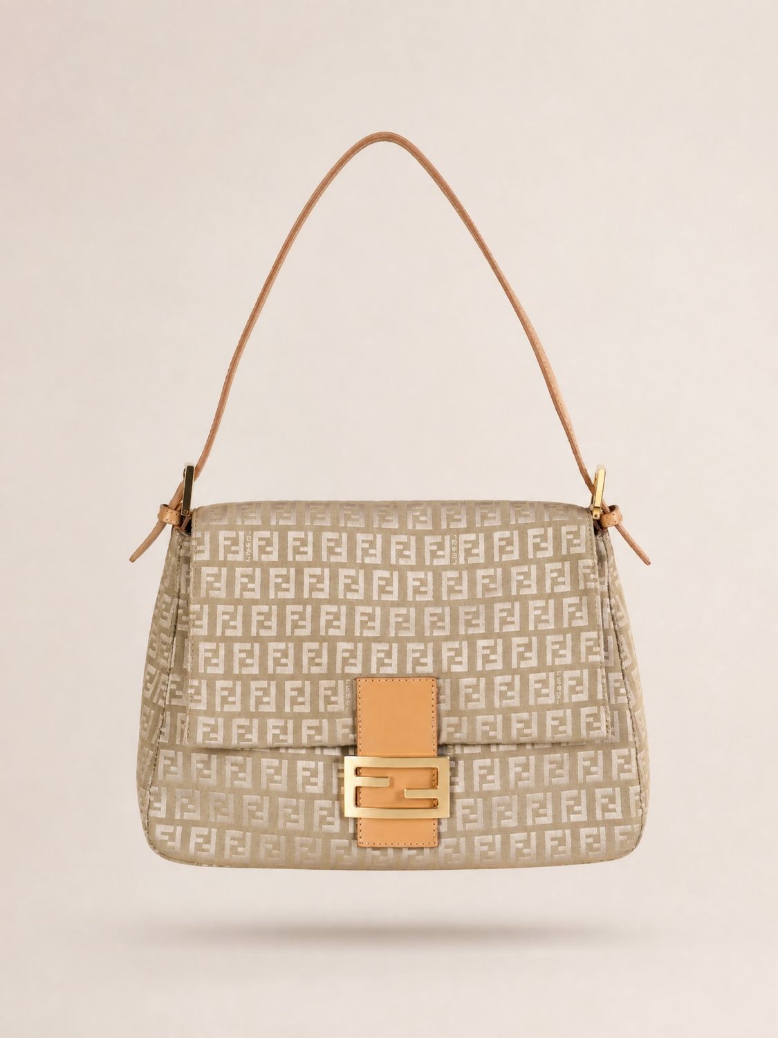 Fendi Cream Zucca Mamma Baguette Bag