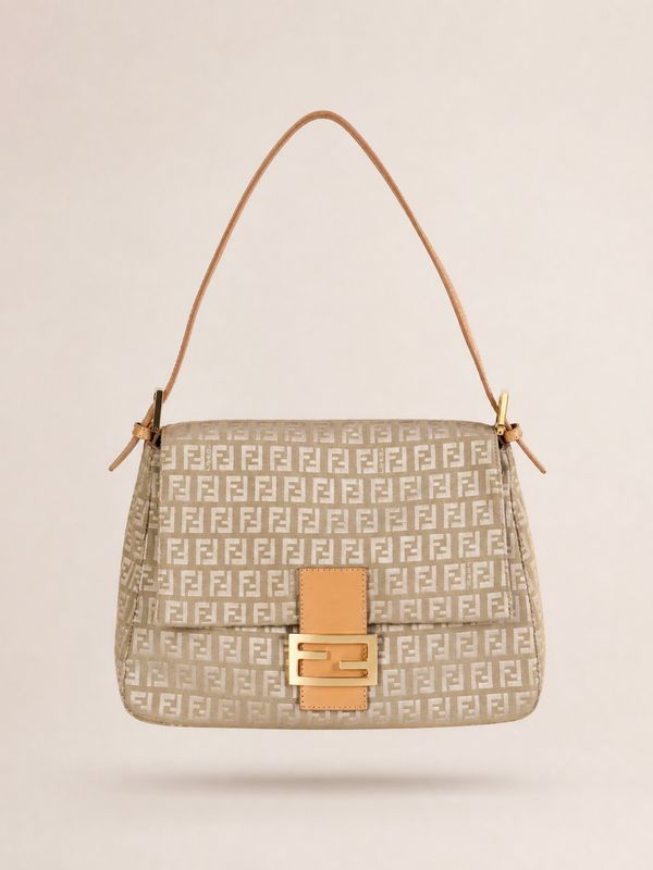 Fendi Cream Zucca Mamma Baguette Bag