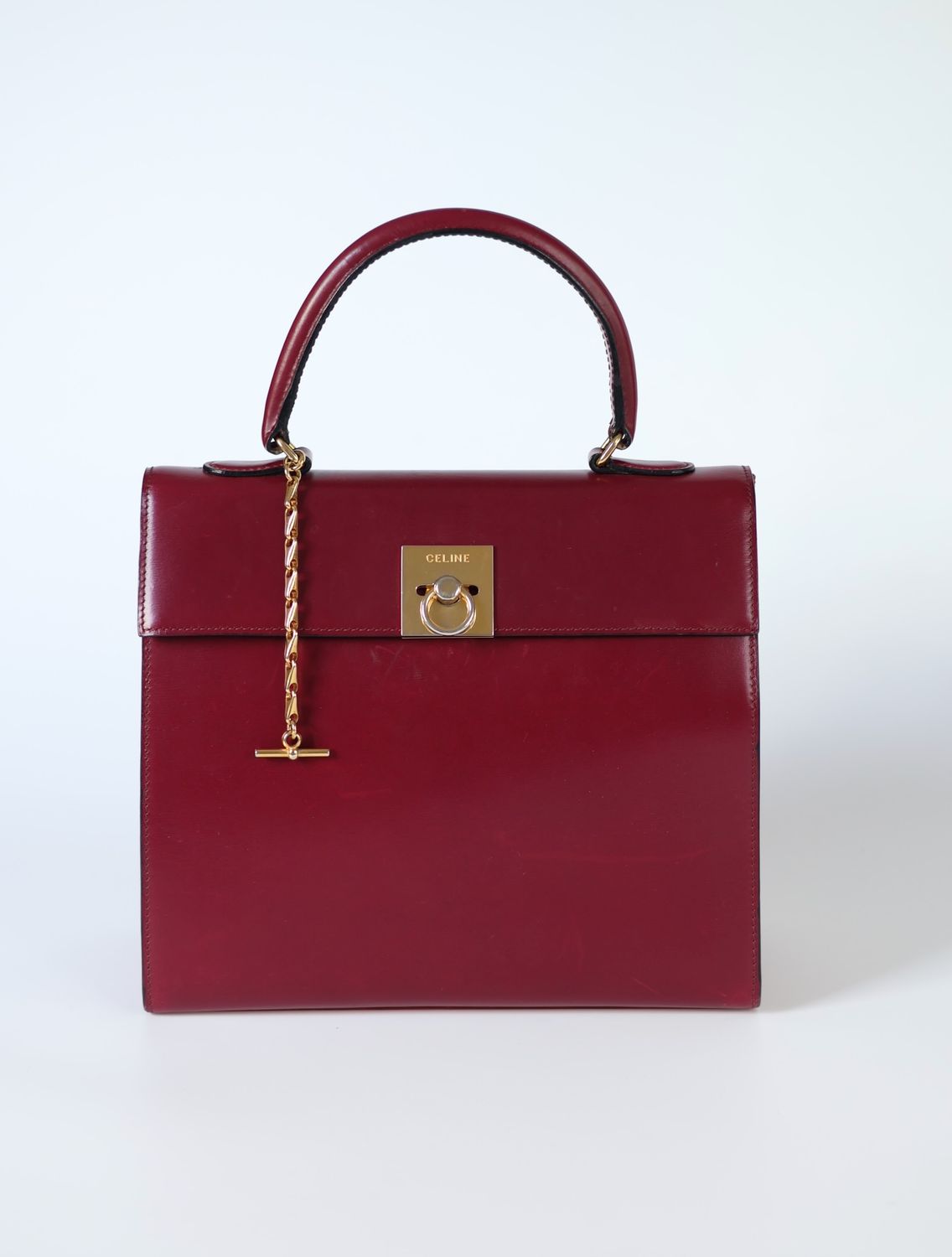 Celine 90s Burgundy Top Handle Bag