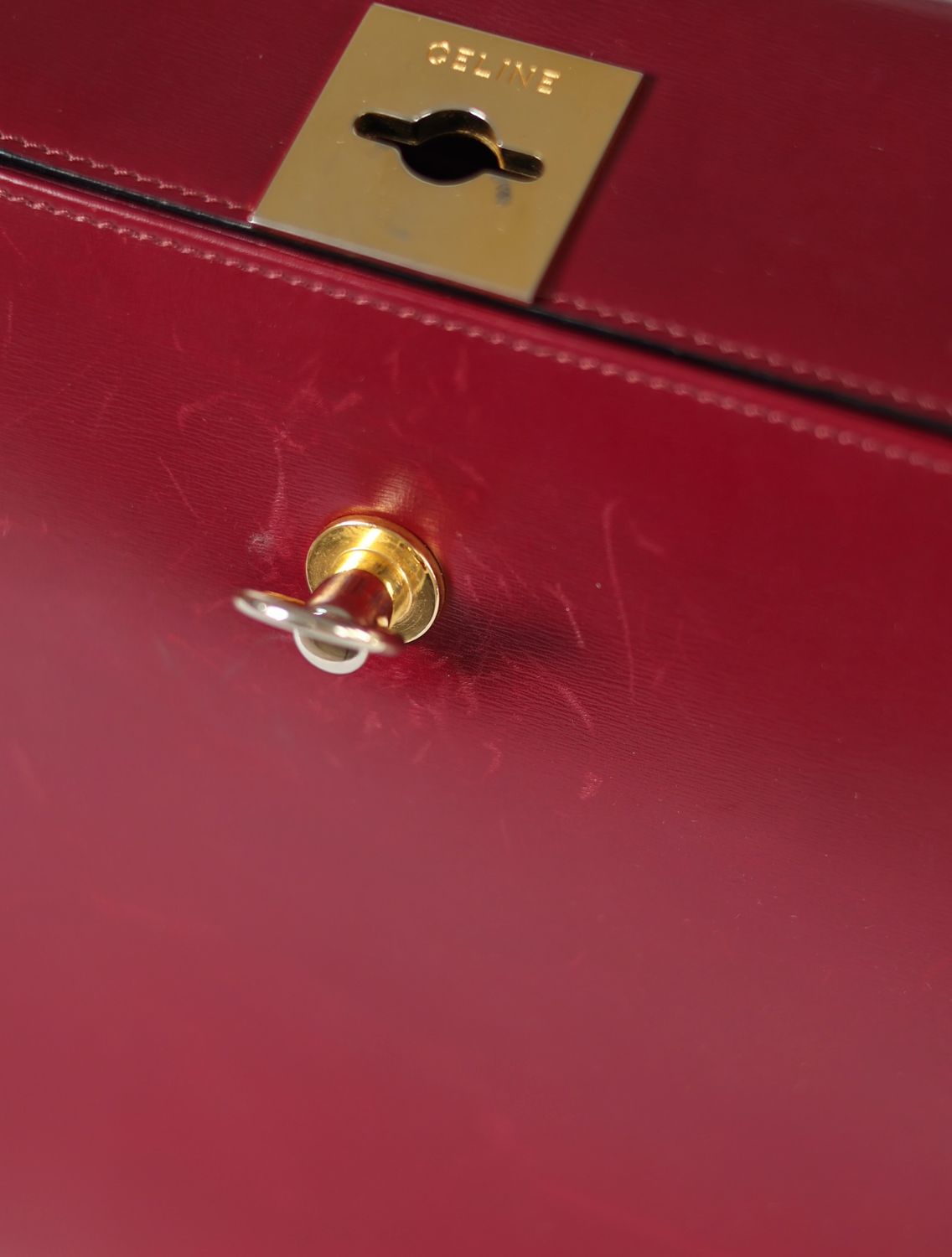 Celine 90s Burgundy Top Handle Bag