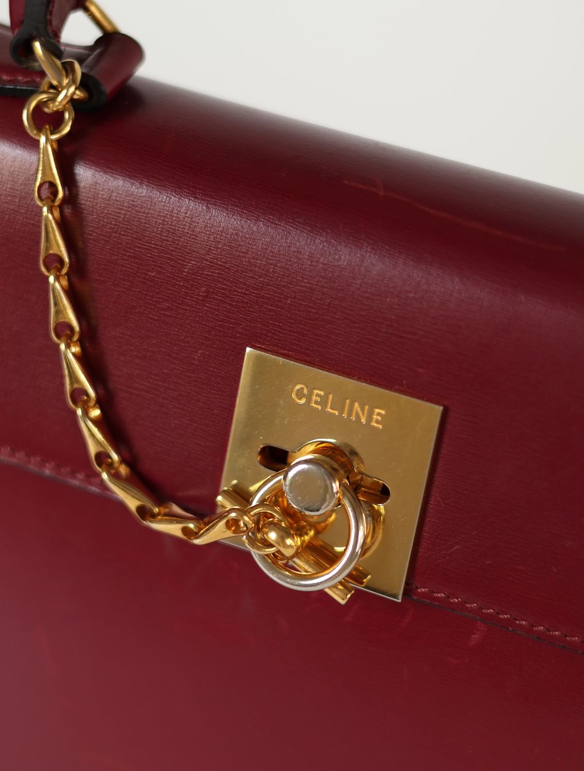 Celine 90s Burgundy Top Handle Bag