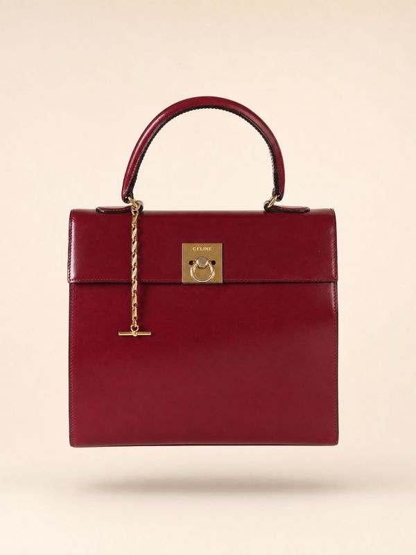 Celine 90s Burgundy Top Handle Bag