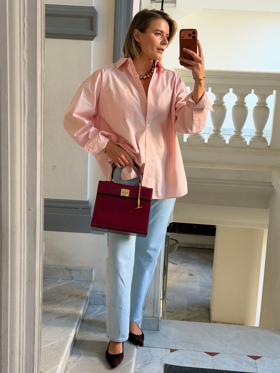 Celine 90s Burgundy Top Handle Bag