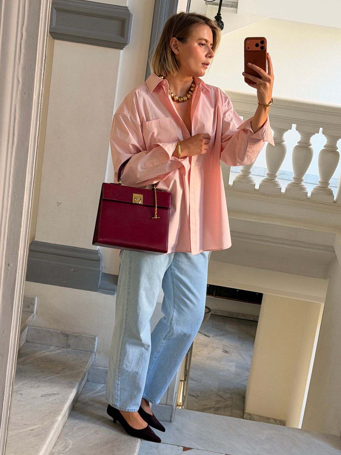 Celine 90s Burgundy Top Handle Bag