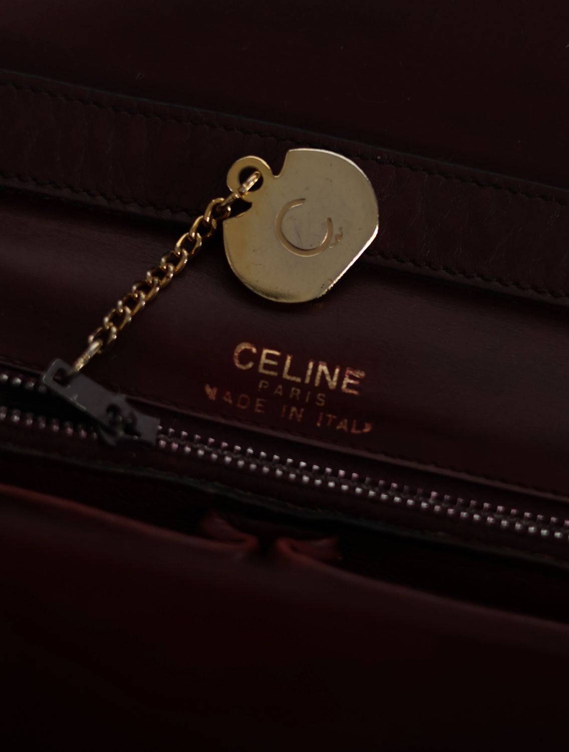Celine Burgundy Classic Bag