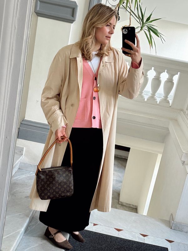 Delmod Minimal Beige Trench-Coat