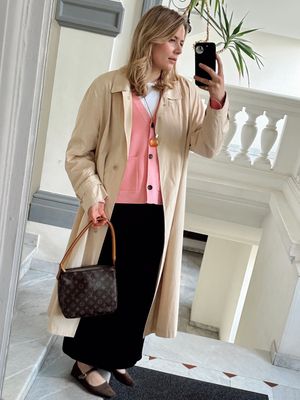 Delmod Minimal Beige Trench-Coat