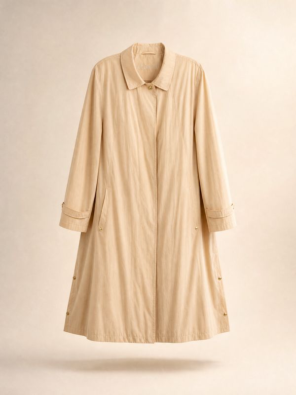 Delmod Minimal Beige Trench-Coat