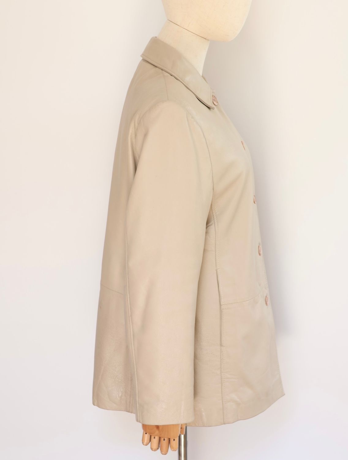 Vintage Cream Leather Jacket
