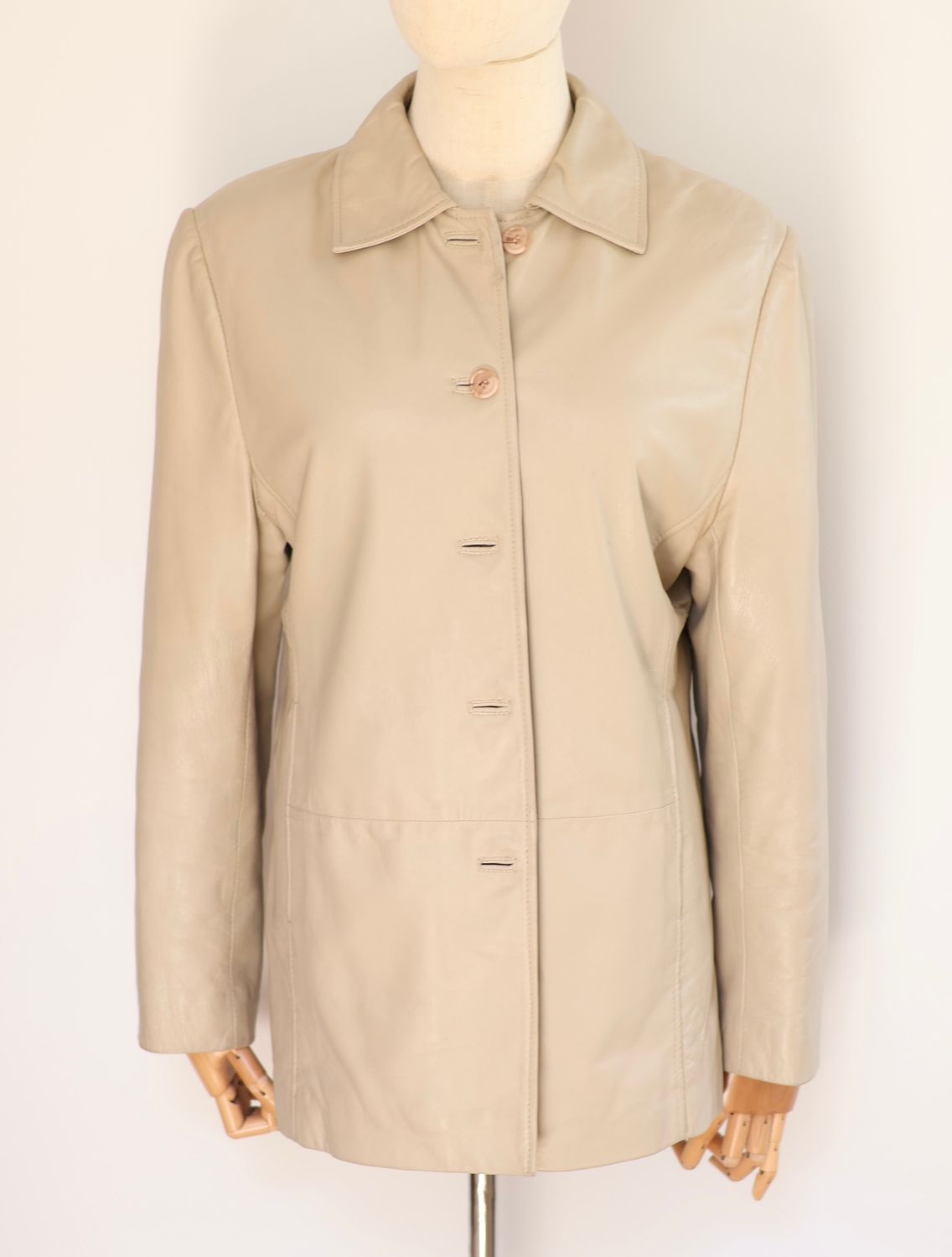 Vintage Cream Leather Jacket