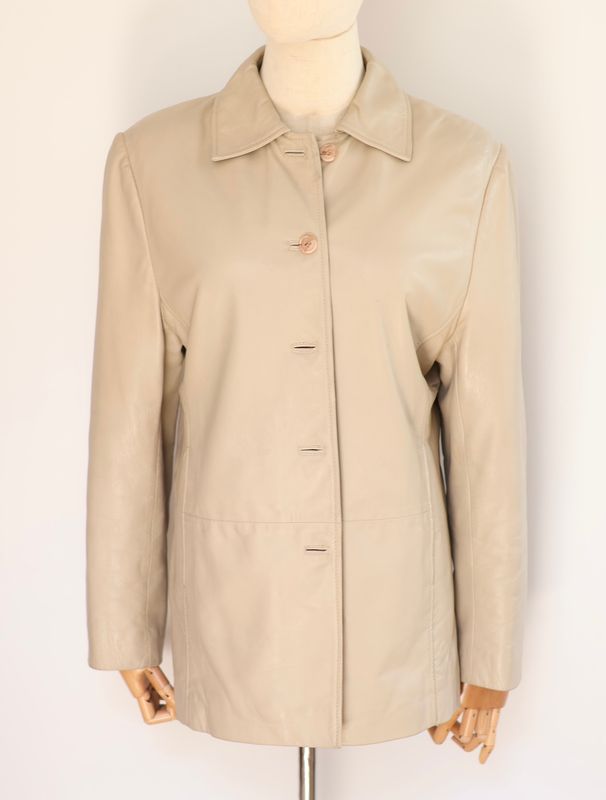 Vintage Cream Leather Jacket