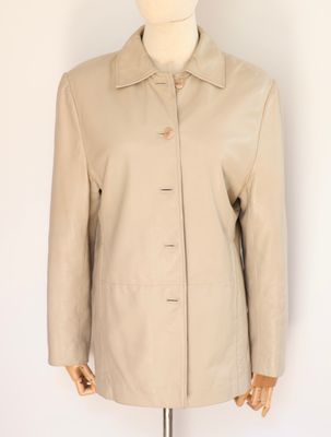 Vintage Cream Leather Jacket