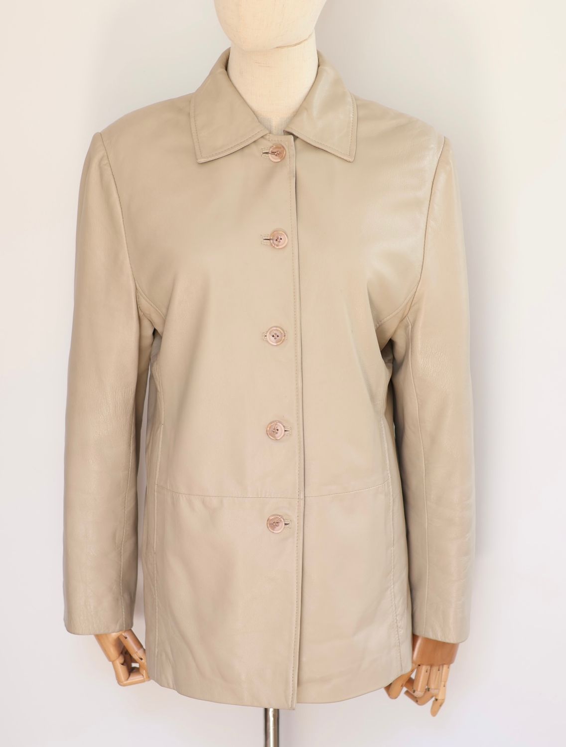 Vintage Cream Leather Jacket