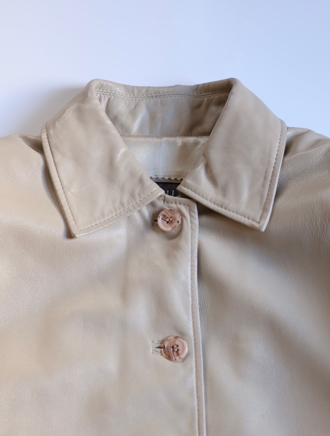 Vintage Cream Leather Jacket