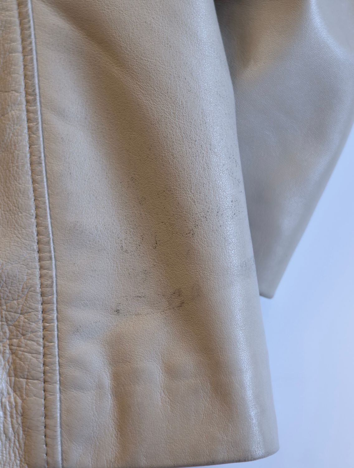 Vintage Cream Leather Jacket