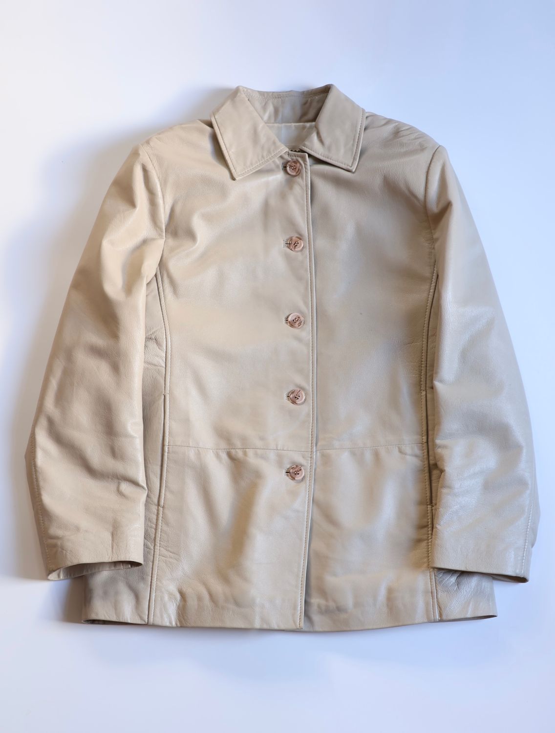 Vintage Cream Leather Jacket