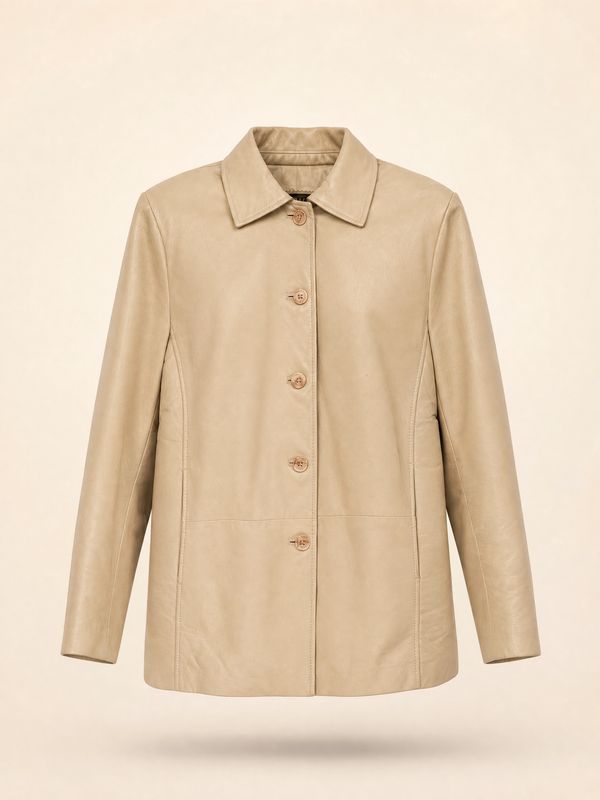 Vintage Cream Leather Jacket