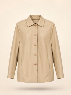 Vintage Cream Leather Jacket