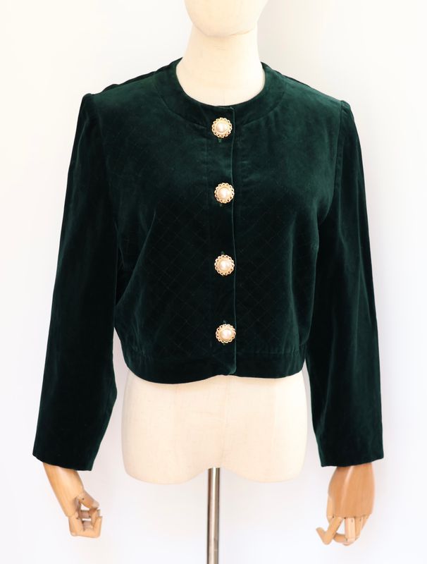 Vintage Emerald Green Velvet Jacket