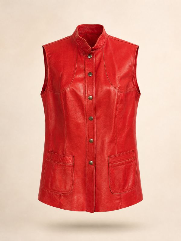 Vintage Red Leather Vest