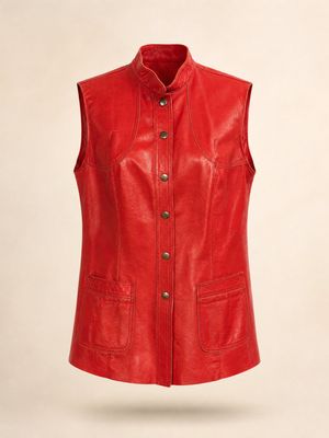 Vintage Red Leather Vest