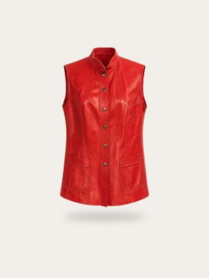 Vintage Red Leather Vest